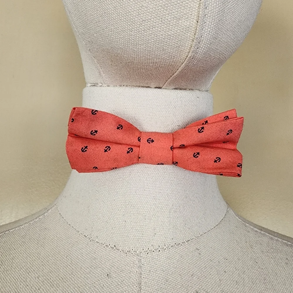 Coral/Navy Anchor Bowtie